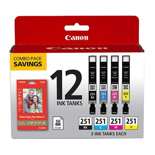 CLI-251 Black, Cyan, Magenta, & Yellow Combo Ink Pack
