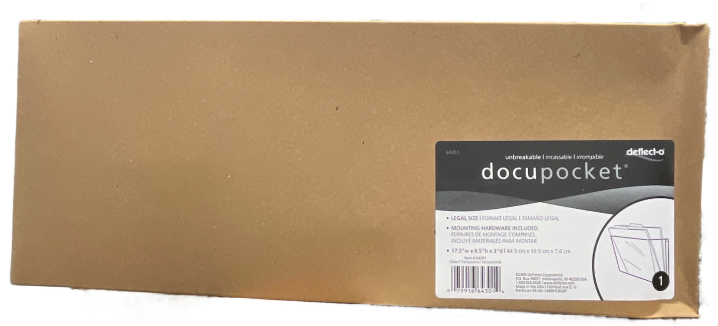 Deflect-O 64301 Unbreakable Docupocket Single Pocket Wall File Legal Clear