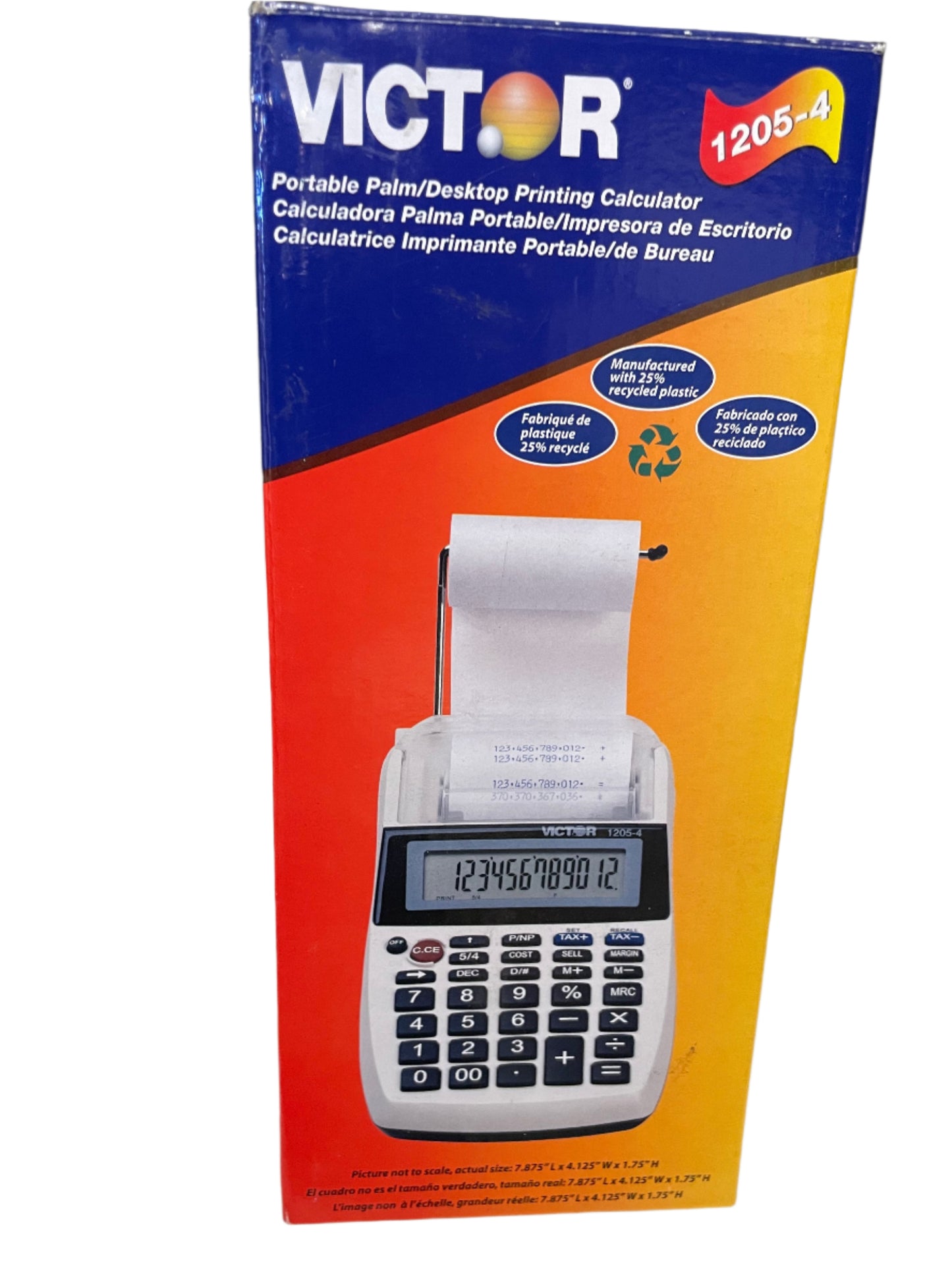 Victor 1205-4 12 Digit Portable Palm/Desktop Commercial Printing Calculator, 1.8" x 4" x 8"