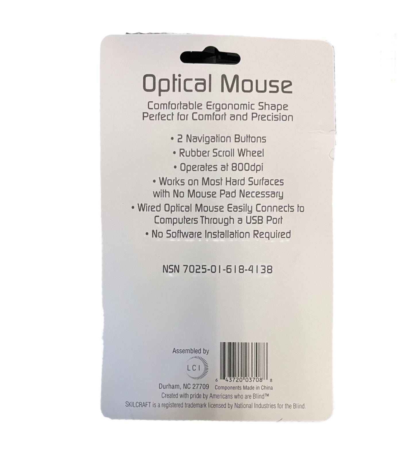 SKILCRAFT Optical Ergonomic Mouse, Black/Silver (NSN 7025-01-618-4138 )