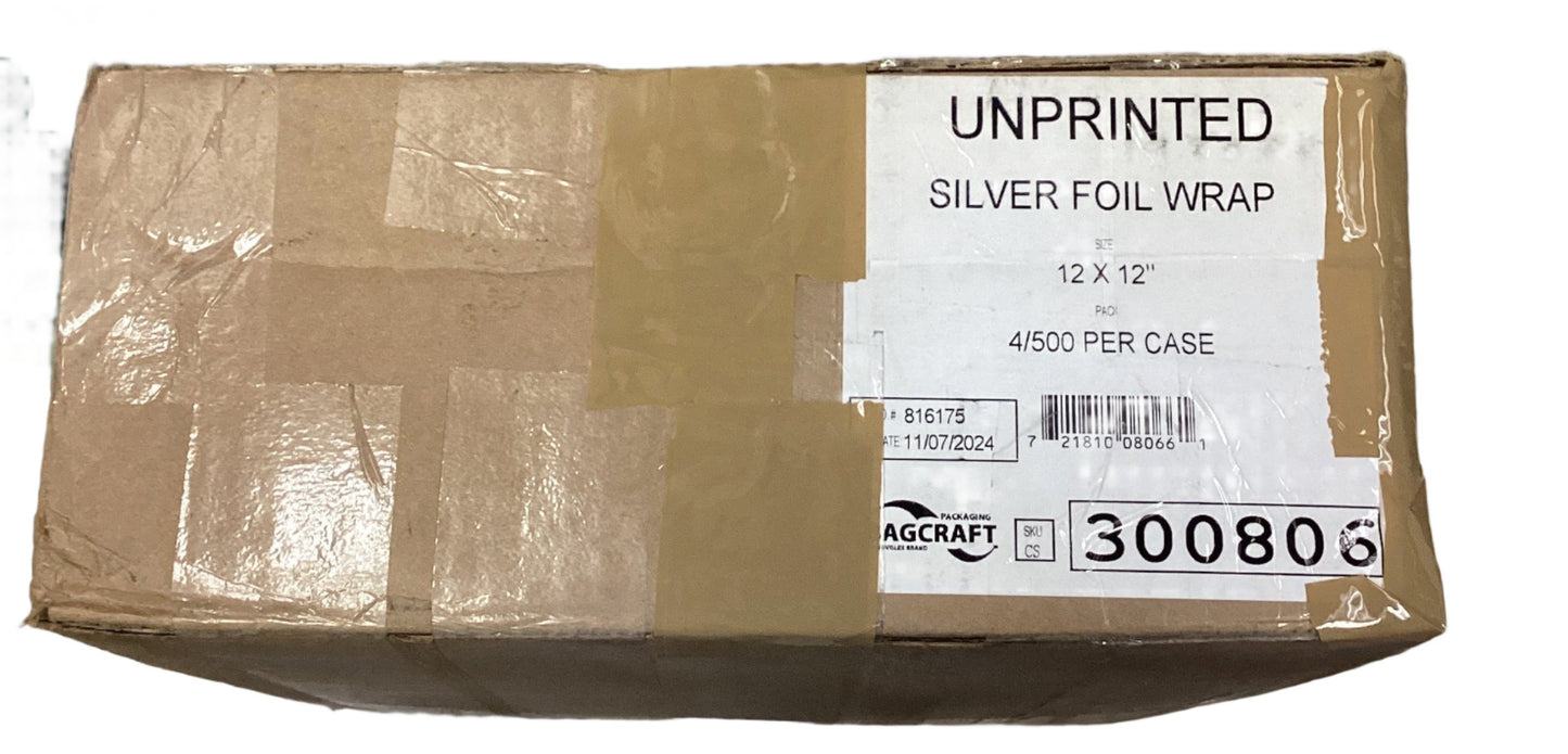 Bagcraft 12 X 12 in. Honeycomb Insulated Foil Wrap (Unprinted Silver Foil Wrap)