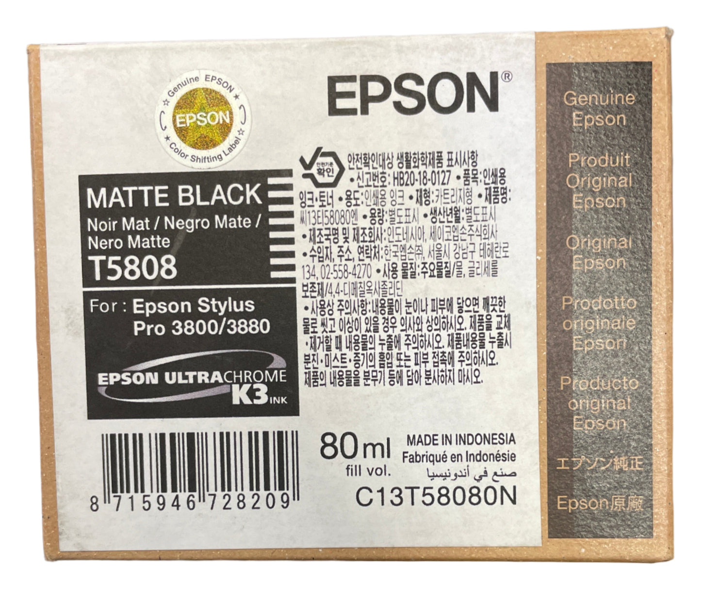 Epson T5808 Matte Black Ink Cartridge