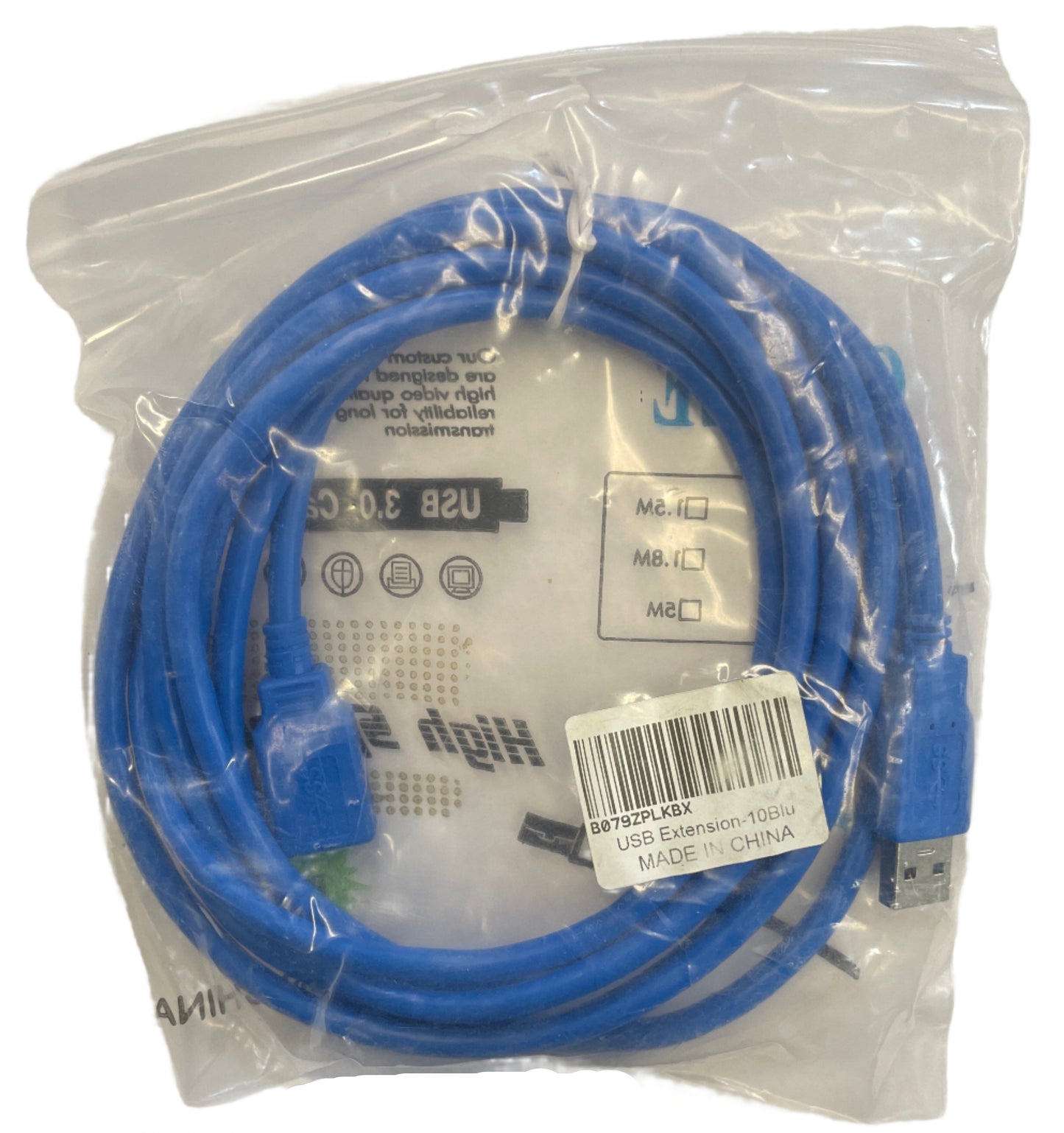 3M USB 3.0 MALE POWER DATA CABLE BLUE