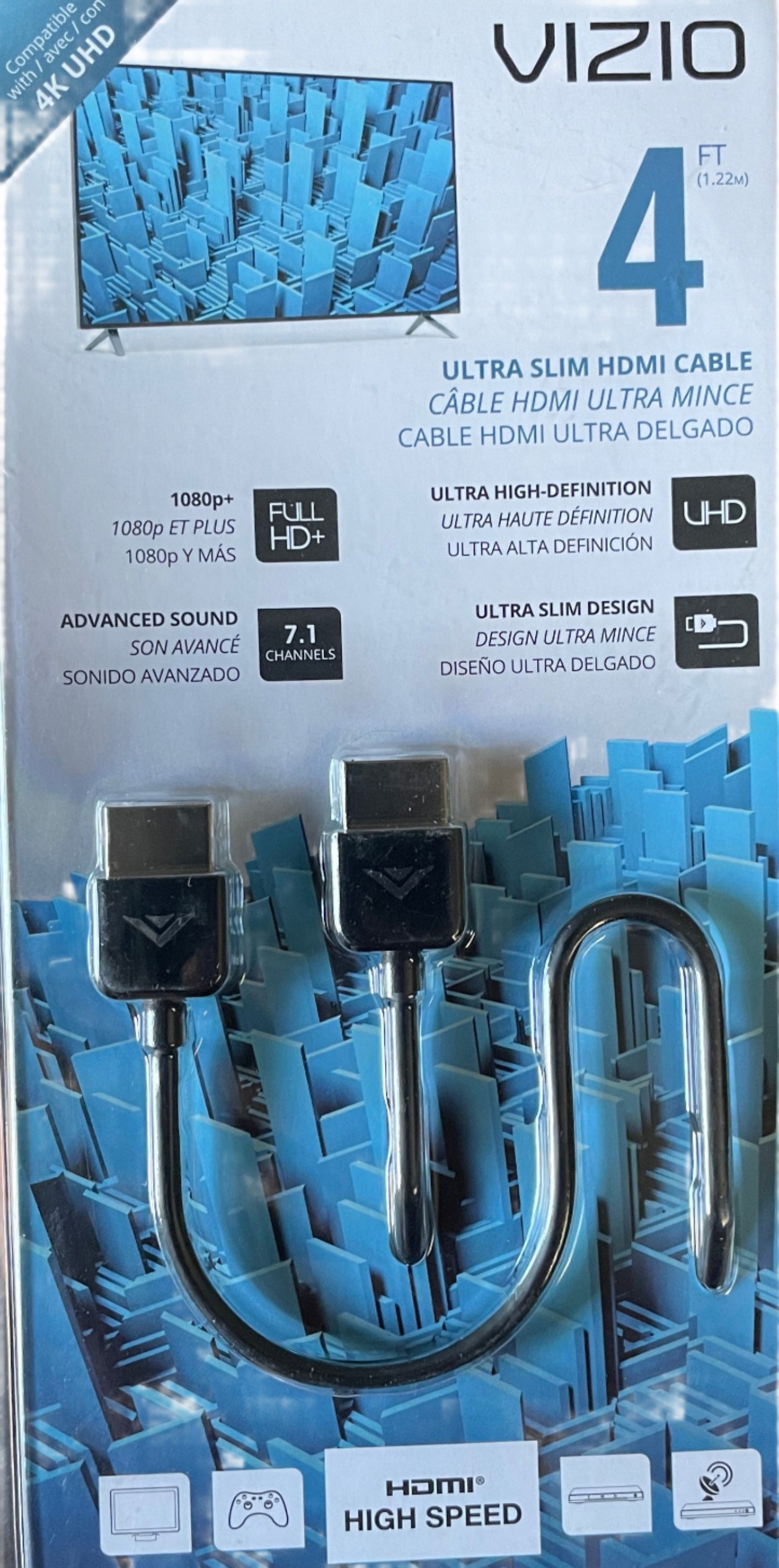 VIZIO TXCH4X-C3 Ultra Slim HDMI Cable, 4ft
