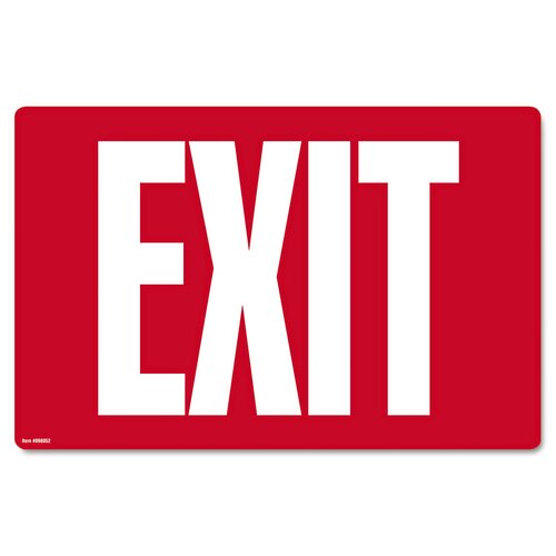 Cosco® Exit Sign with Glow-in-the-Dark Text, 8" X 12", Red