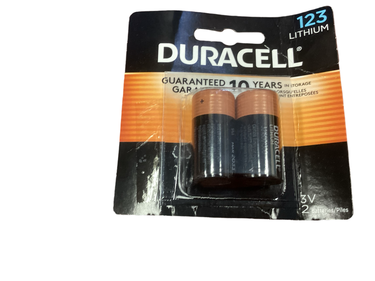 Duracell DL123AB2B Ultra High Power Lithium Battery, 123, 3V, 2/Pack