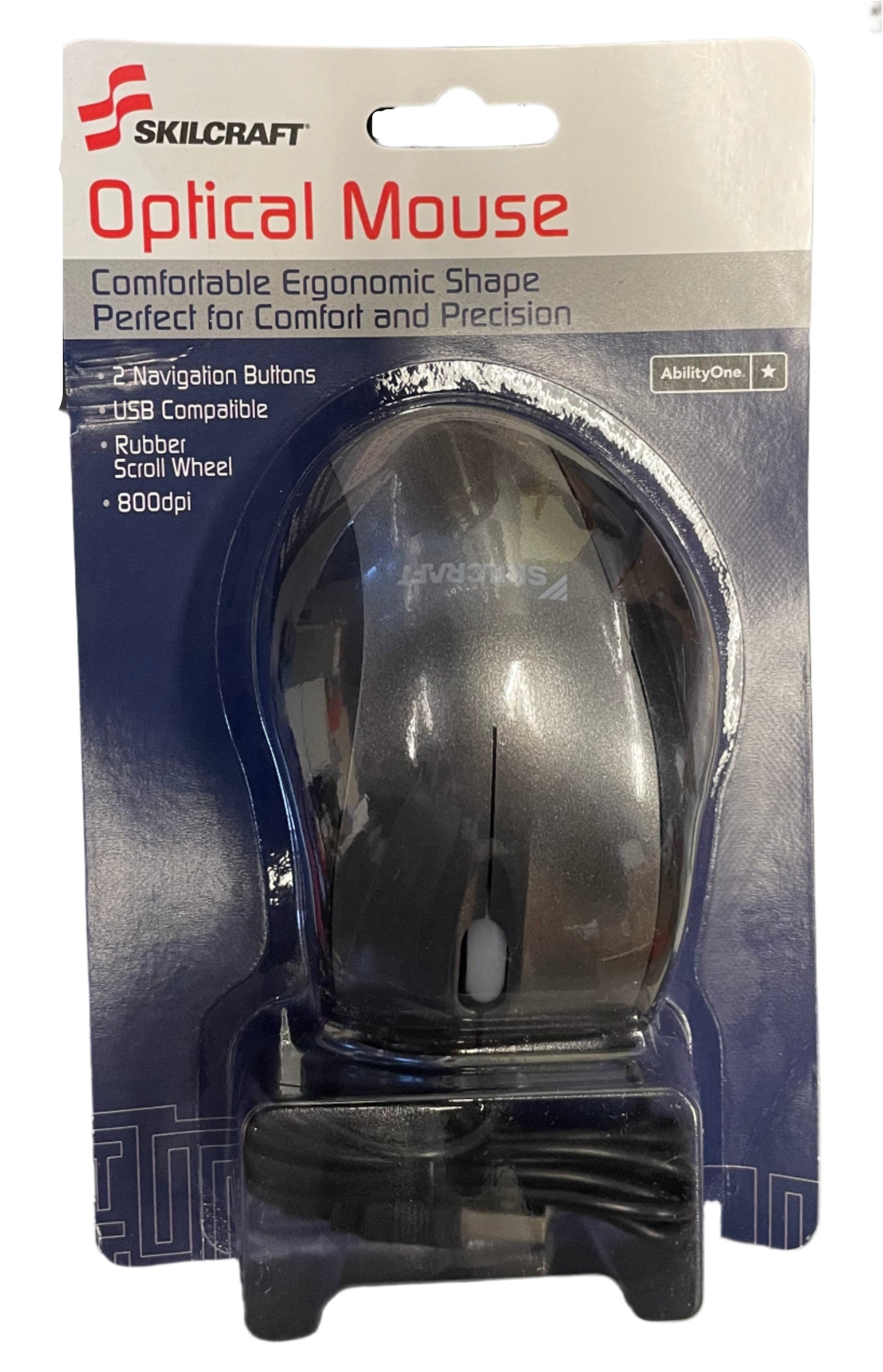 SKILCRAFT Optical Ergonomic Mouse, Black/Silver (NSN 7025-01-618-4138 )