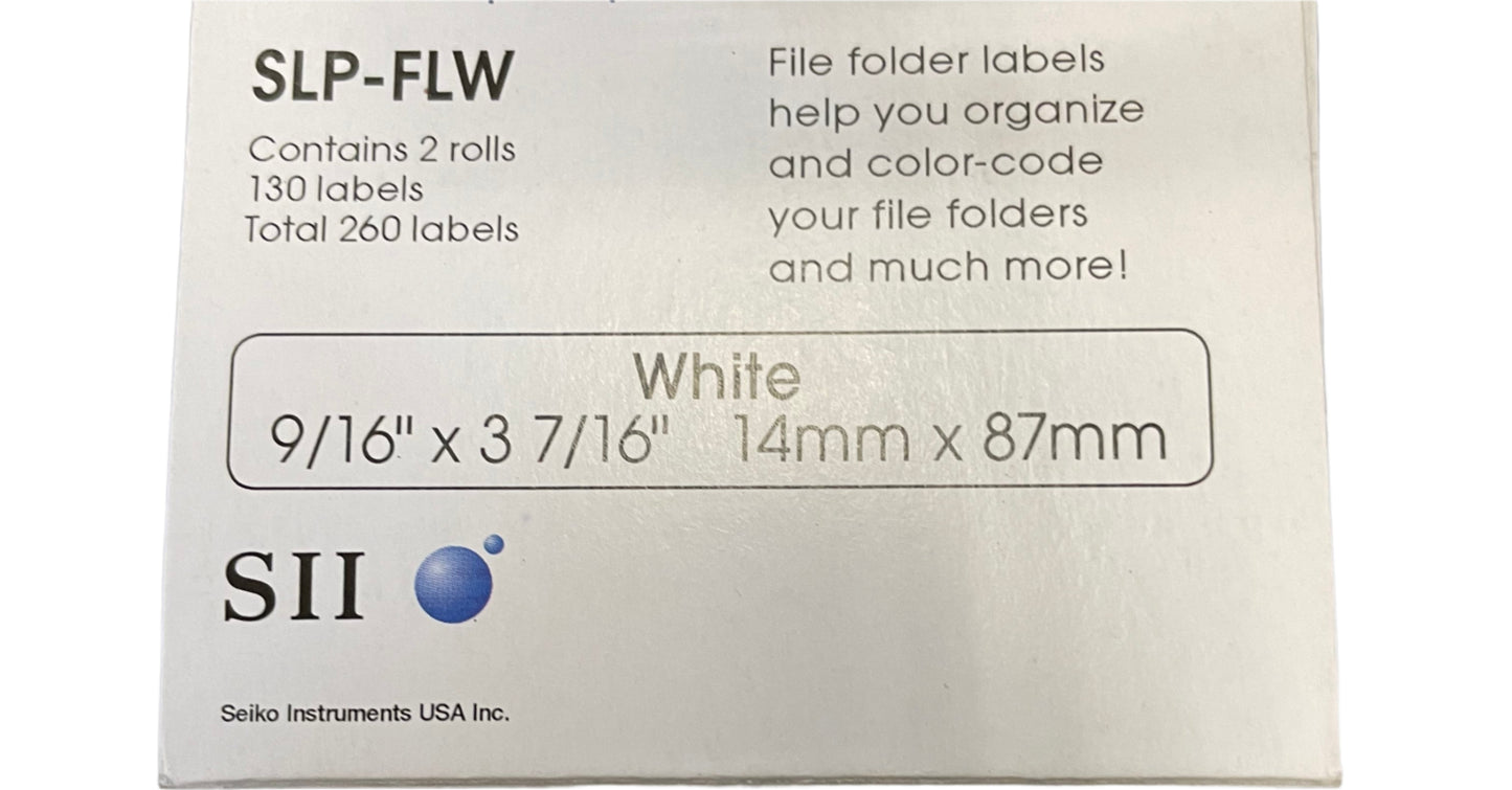 Seiko Instruments USA SLP-FLW Seiko Instruments White File Folder Labels for Smart Label Printers