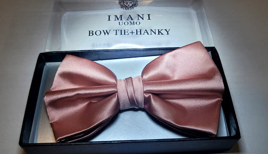 Imani Uomo Pre-Tied Bow Tie + Hanky (Rose Pink)