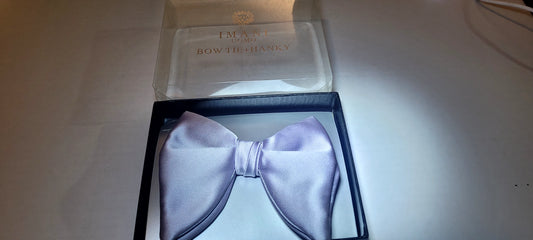 Imani Uomo Pre-Tied Bow Tie + Hanky Lavendar Microfiber