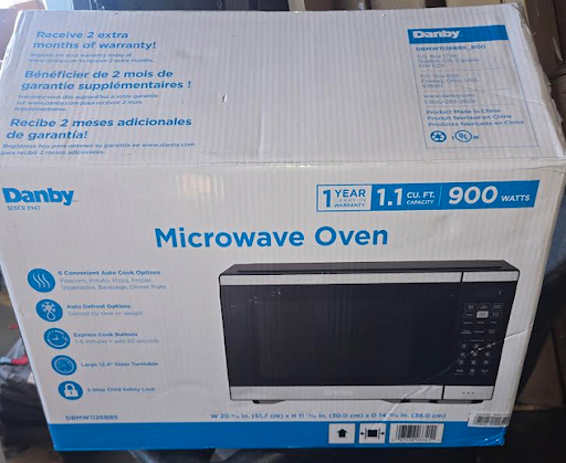 Danby 1.1 Cu. Ft. Countertop Microwave in Black and Stainless Steel (DBMW1126BBS) - Local Pickup Only