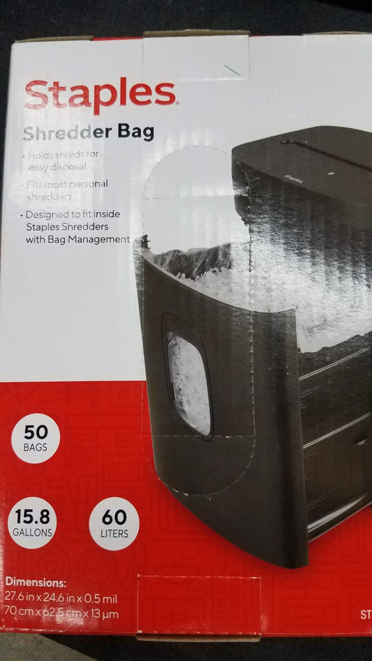 Staples 50 Count Red Paper Shredder Bags Durable Size for Personal Shredders