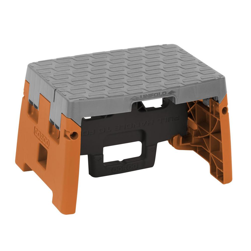 Cosco 1 Step Molded Folding Step Stool Type 1A Black Orange and Gray