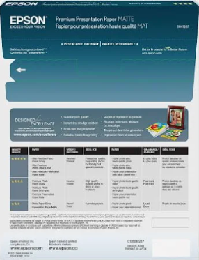 Epson Matte Premium Presentation Paper, 13" X 19", 50 Sheets/Pack