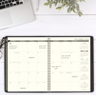 2025 at-a-GLANCE Recycled 8.25" X 11" Weekly & Monthly Appointment Book Planner, Faux Leather Cover, Black