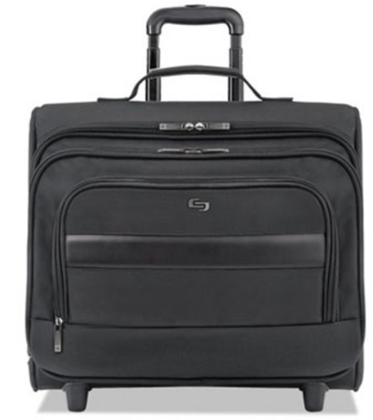 Solo® Rolling Laptop Case/Overnighter, Ballistic Poly, Black