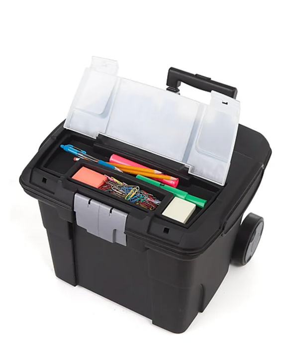 Storex Premium Plastic/Poly Mobile File Cart, Black (61507B01C)