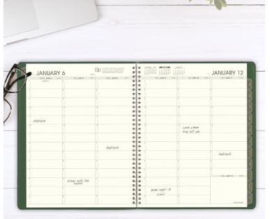 At-a-GLANCE Recycled Weekly Vertical-column Format Appointment Book, 11 X 8.25, Green Cover, 12-month (jan to Dec): 2025 ( AAG70