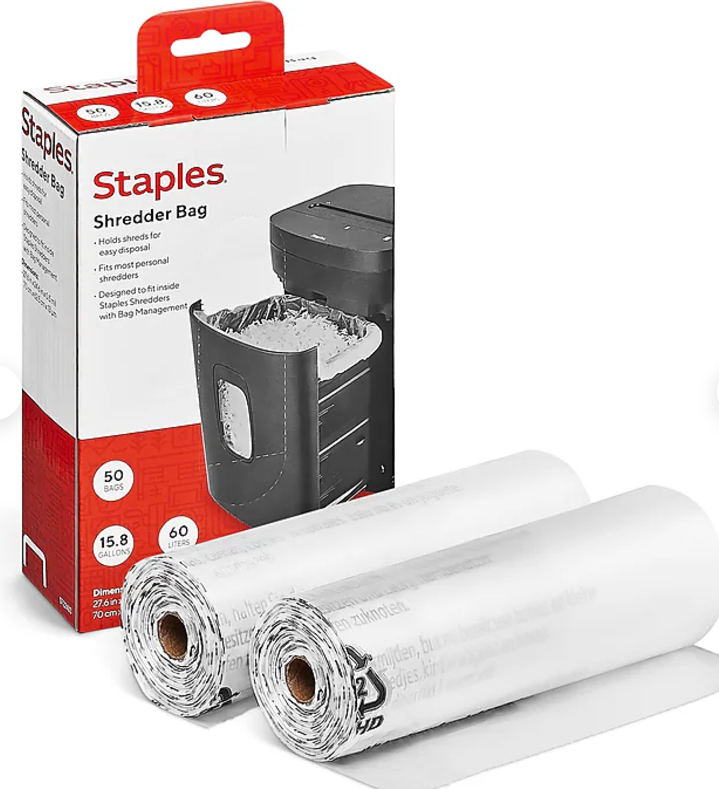 Staples Shredder Bags, 15.8 Gal, 50 Count