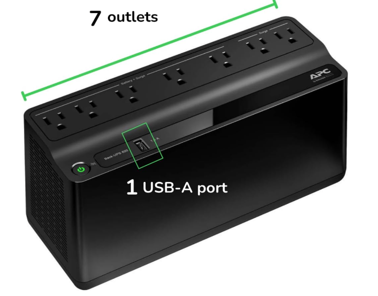 APC Back-ups 600 Va Battery Backup System, 7 Outlets, 490 J ( APWBE600M1 )