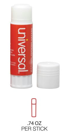 Universal Glue Stick, 0.74 Oz, Applies and Dries Clear, 12/pack ( UNV75750 )