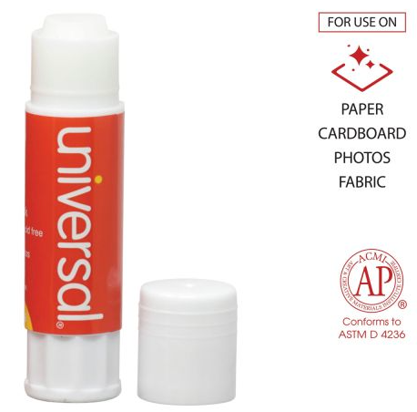 Universal Glue Stick, 0.74 Oz, Applies and Dries Clear, 12/pack ( UNV75750 )