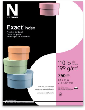 Exact Index Cardstock 8.5 X 11 110 Lb/199 Gsm White 250 Sheets per Pack Solid Color Unruled