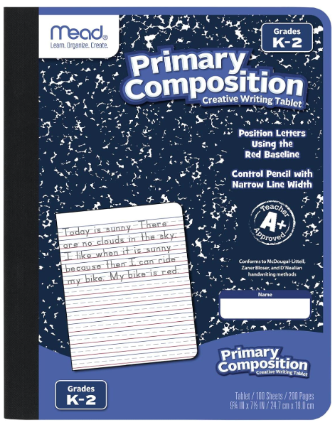 Mead Grades K-2 Primary Composition Notebook, 100 Sheets, Blue (09902)