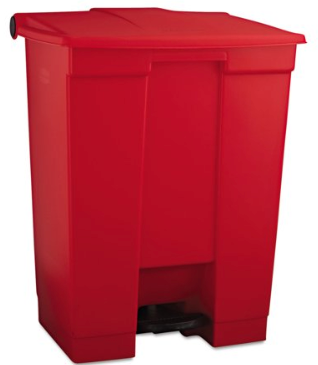 Rubbermaid Indoor Utility Step-on Waste Container Rectangular Plastic 18 Gal Red
