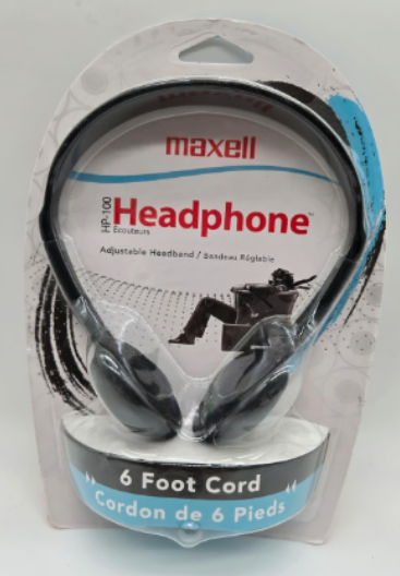 Maxell HP-100 Wired Stereo on-Ear Headphones, Black