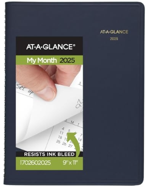 At-a-GLANCE Monthly Planner, 11 X 9, Navy Cover, 15-month: Jan 2025 to Mar 2026 ( AAG7026020 )