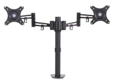 Alera ALEAEMA2B AdaptivErgo 22 Lbs. Capacity Pole Mounted Dual Monitor Arm for 30-in. Monitors - Black