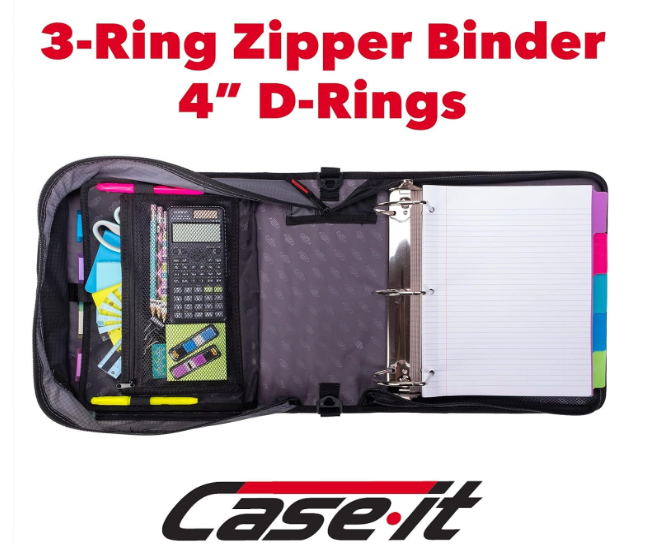 Case It Binder,4 ,Dring,zipper,be D-186-mblu