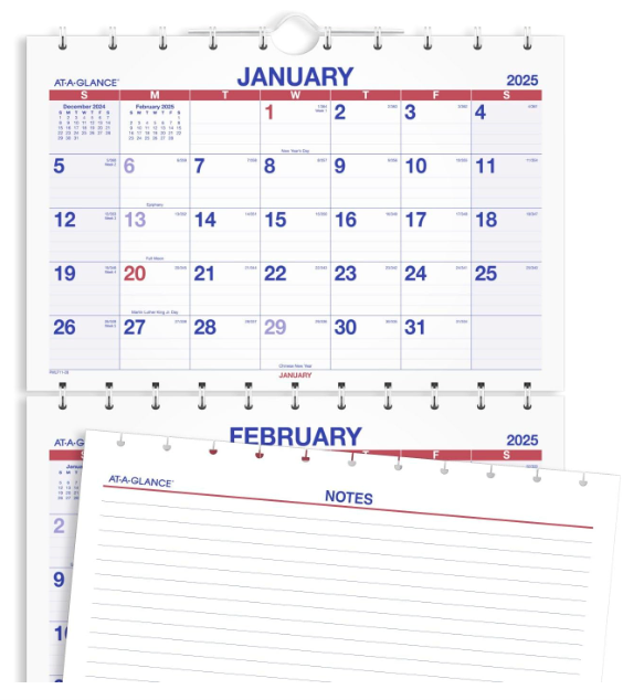 AT-A-GLANCE 2025 Wall Calendar, 12" x 26-1/2", Large, Three-Month, Move-A-Page