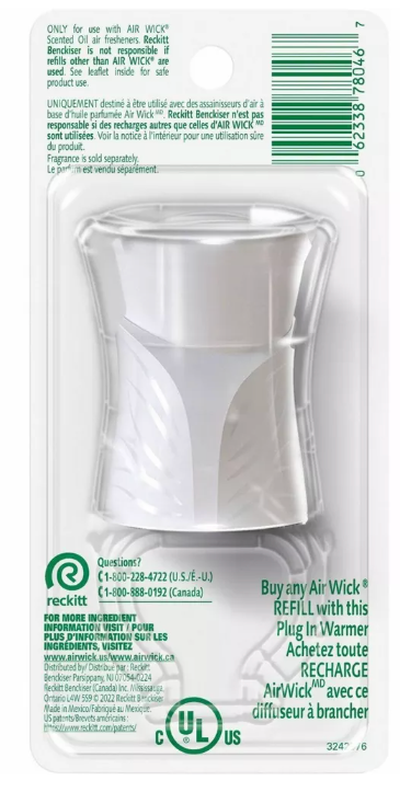 Air Wick, SCENTED OIL WARMER, 1.75in X 2.69in X 3.63in, WHITE/GRAY, 6PK