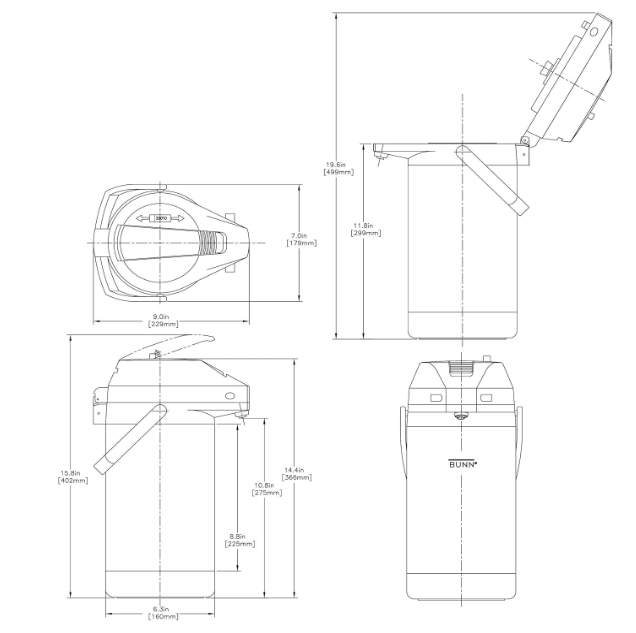 BUNN - 3 Liter Stainless Steel Airpot, Gray