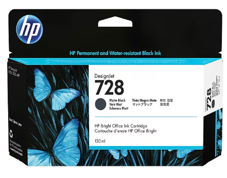 HP 728 Black Matte Standard Yield Ink Cartridge (3WX25A)