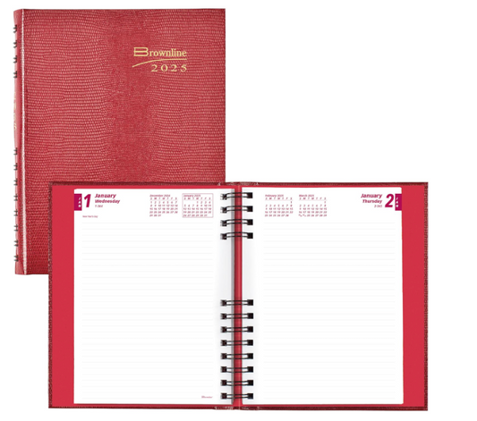 Brownline Coilpro Ruled Daily Planner, 8.25 X 5.75, Red Cover, 12-month (jan to Dec): 2025 ( REDCB389CRED )