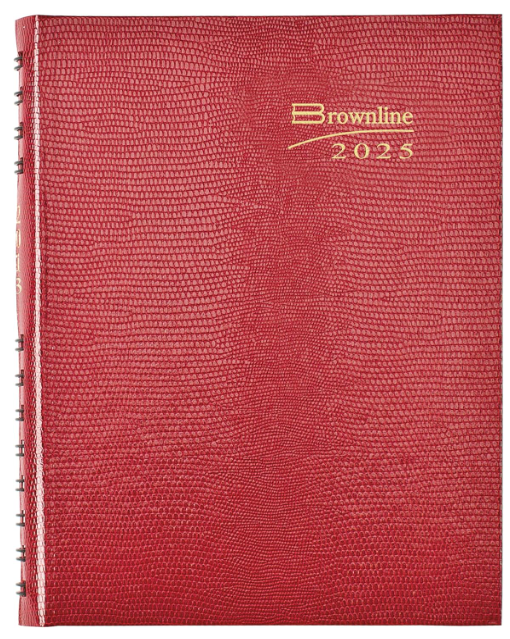Brownline Coilpro Ruled Daily Planner, 8.25 X 5.75, Red Cover, 12-month (jan to Dec): 2025 ( REDCB389CRED )