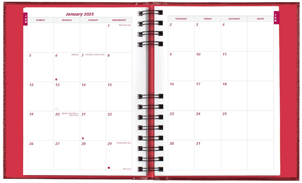 Brownline Coilpro Ruled Daily Planner, 8.25 X 5.75, Red Cover, 12-month (jan to Dec): 2025 ( REDCB389CRED )