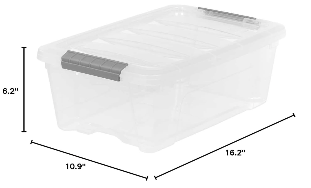 Iris Buckle up Storage Box 12.9 Quart Clear 4 Count