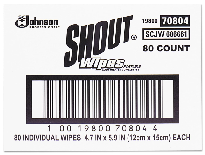 Shout Wipe & Go Instant Stain Remover Wipes, 80 Wipes (SJN686661)