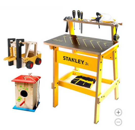 Stanley Jr. Kids Workbench Tool Set and 2 Wooden Kits