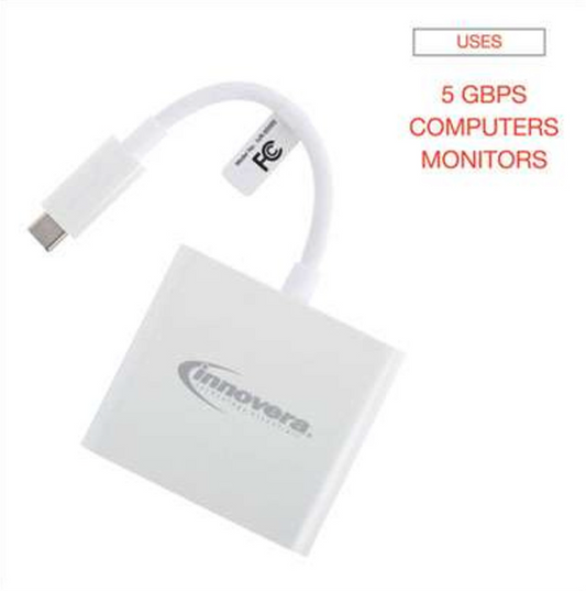 Innovera Ivr50000 5 in. 3.0 USB Type-C Hdmi Multiport Adapter, White