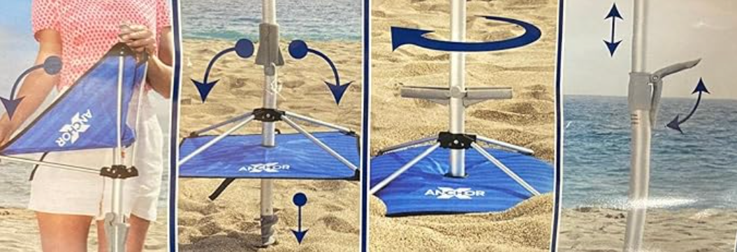 T0MMY BAHAMA 8 ft Beach Umbrella with wind vent and sand anchor
