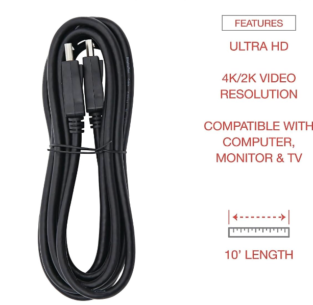 Innovera IVR30032 10 Ft. DisplayPort Cable, Black