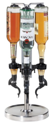Oggi Professional 3 Bottle Liquor Dispenser - Stainless Steel