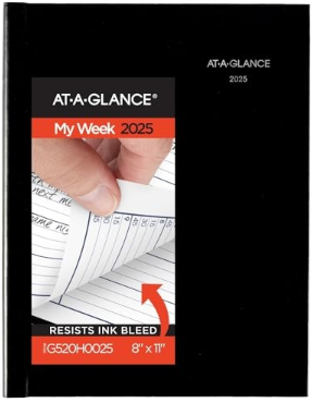 At-a-GLANCE Dayminder Hardcover Weekly Vertical-column Format Appointment Book, 11 X 8, Black Cover, 12-month (jan to Dec): 2025
