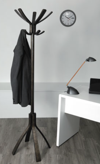 Floor Coat Rack Stand 5 Double Pegs Clothes Umbrella and Accessory Holder Stable Weighted Base Easy Assembly Wood Espresso Brown Pmcafe