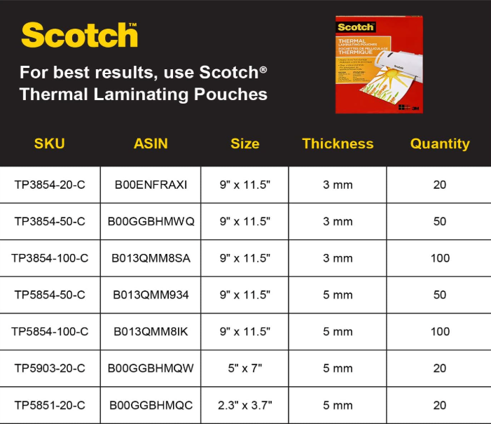 Scotch Thermal Laminator Combo Pack